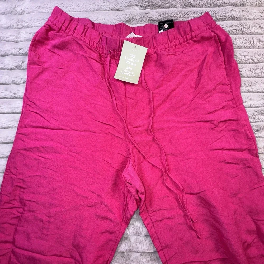 H&M Pants‎ Medium Barbie Pink Linen Blend Wide Leg Casual Summer Lounge Trousers